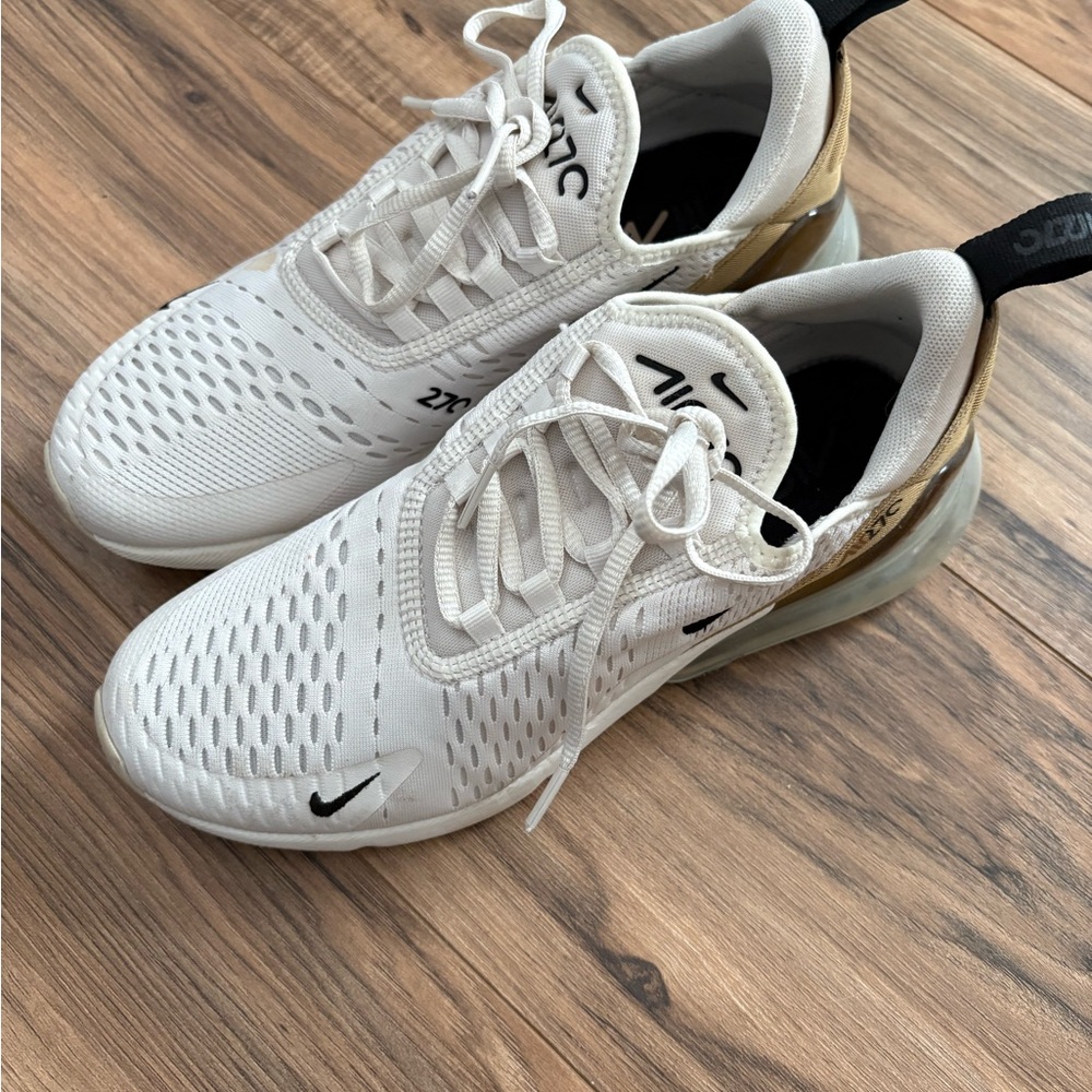 Nike Women's White and Gold Air Max Sneakers